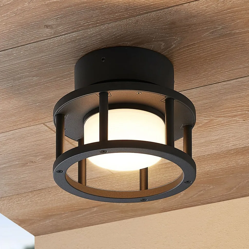 Lucande udendørs loftlampe Berenike, Ø 17 cm, grå, GX53