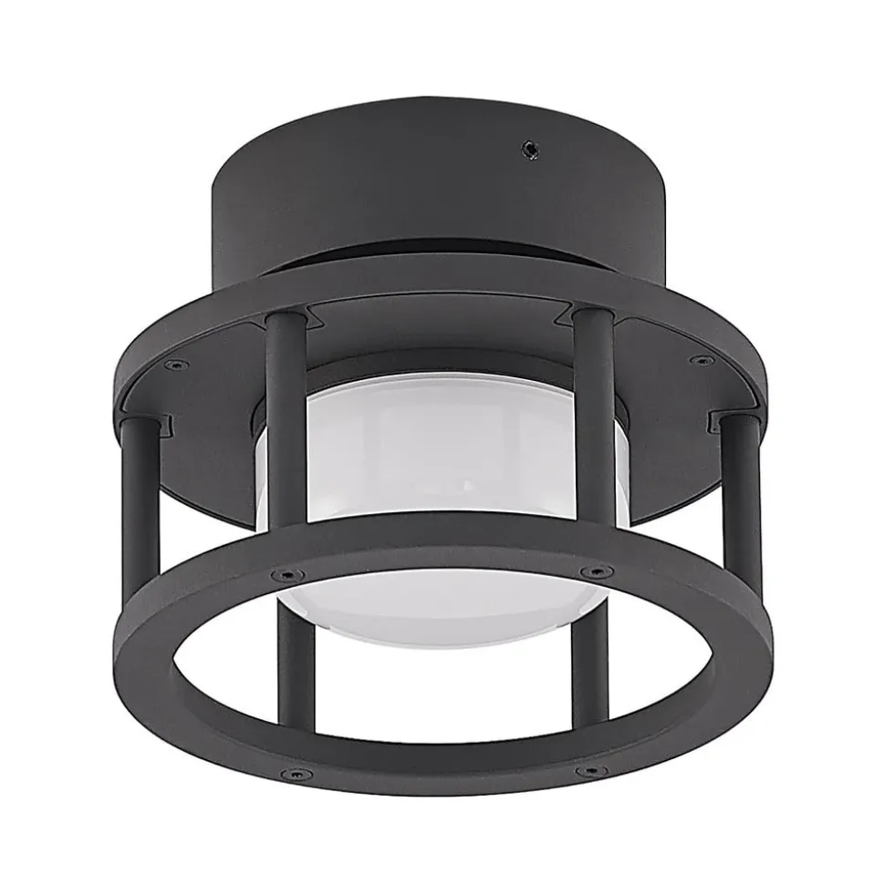 Lucande udendørs loftlampe Berenike, Ø 17 cm, grå, GX53