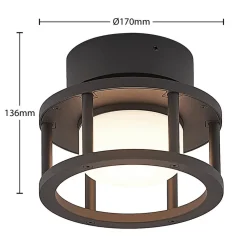 Lucande udendørs loftlampe Berenike, Ø 17 cm, grå, GX53