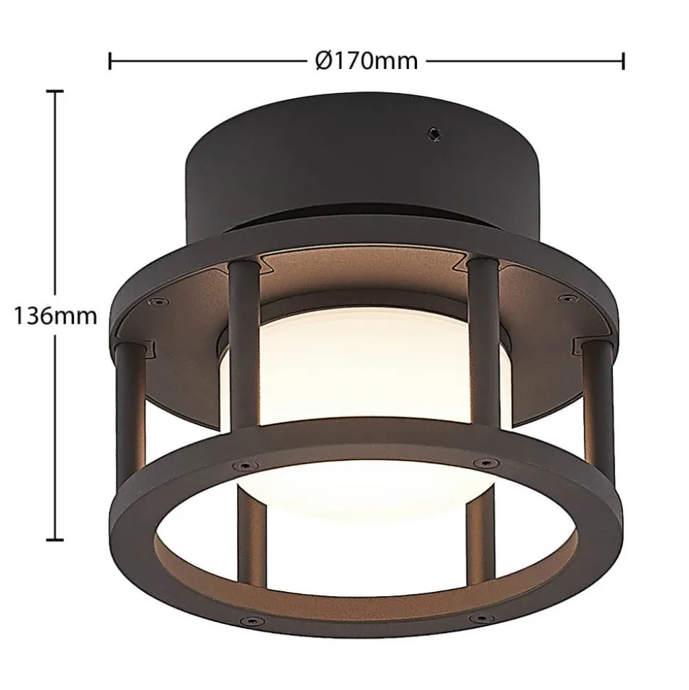 Lucande udendørs loftlampe Berenike, Ø 17 cm, grå, GX53