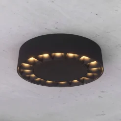 Lucande udendørs loftlampe Kelissa, rund, sort