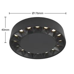 Lucande udendørs loftlampe Kelissa, rund, sort