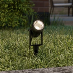 Lucande udendørs spotlampe Galina, jordspyd, stik, grå, 11 cm