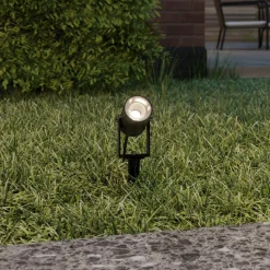 Lucande udendørs spotlampe Galina, jordspyd, stik, grå, 11 cm