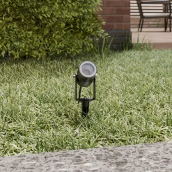 Lucande udendørs spotlampe Galina, jordspyd, stik, grå, 11 cm