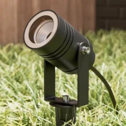 Lucande udendørs spotlampe Galina, jordspyd, stik, grå, 11 cm