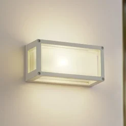 Lucande udendørs væglampe Aurelien, hvid, glas, 12,5 cm, IP54