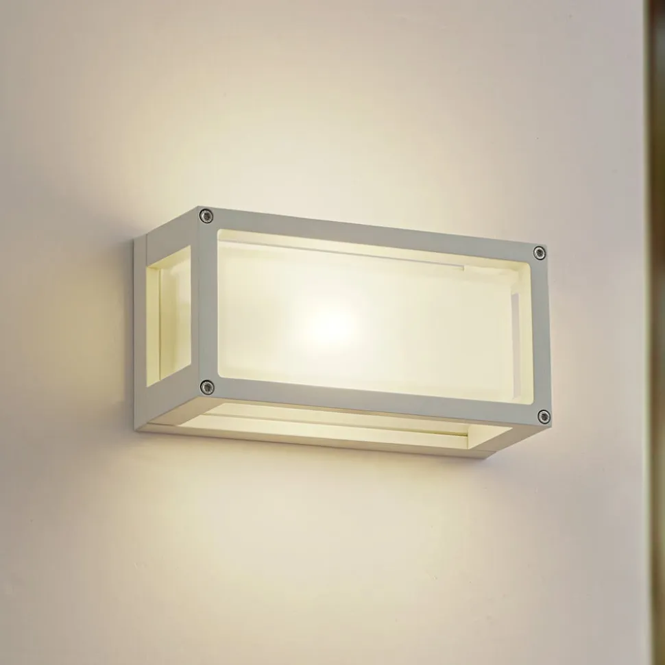 Lucande udendørs væglampe Aurelien, hvid, glas, 12,5 cm, IP54