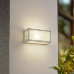 Lucande udendørs væglampe Aurelien, hvid, glas, 12,5 cm, IP54