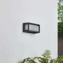 Lucande udendørs væglampe Aurelien, grå, metal, 12,5 cm, IP54