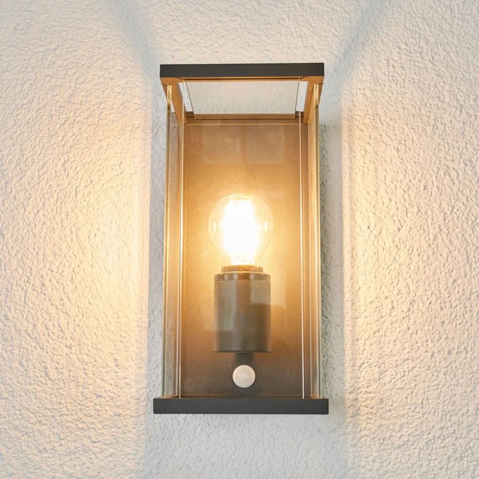 Lucande udendørs væglampe Annalea, 29 cm, 1 lyskilde, IP54, sensor