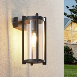 Lucande udendørs væglampe Brienne, 30 cm, antracit, metal