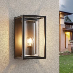 Lucande udendørs væglampe Brienne, 30 cm, antracit, metal