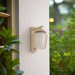 Lucande udendørs væglampe Chandan, 30 cm, beige, sensor, IP44