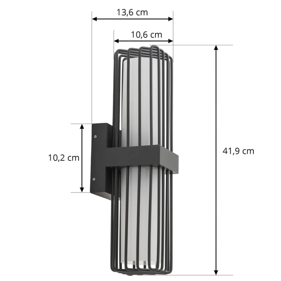 Lucande udendørs væglampe Chandan, antracit, 2 lyskilder, IP54