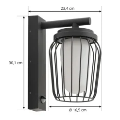 Lucande udendørs væglampe Chandan, 30 cm, antracit, sensor