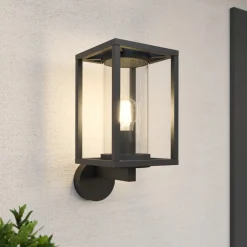 Lucande udendørs væglampe Ferda, fritstående, antracit, IP44