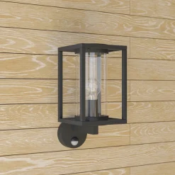 Lucande udendørs væglampe Ferda, sensor, opretstående antracit IP44