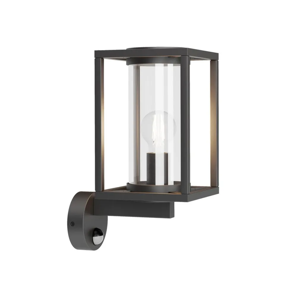 Lucande udendørs væglampe Ferda, sensor, opretstående antracit IP44