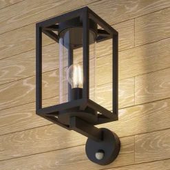 Lucande udendørs væglampe Ferda, sensor, opretstående antracit IP44