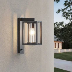 Lucande udendørs væglampe Ferda, sæt med 2, antracit sensor IP44