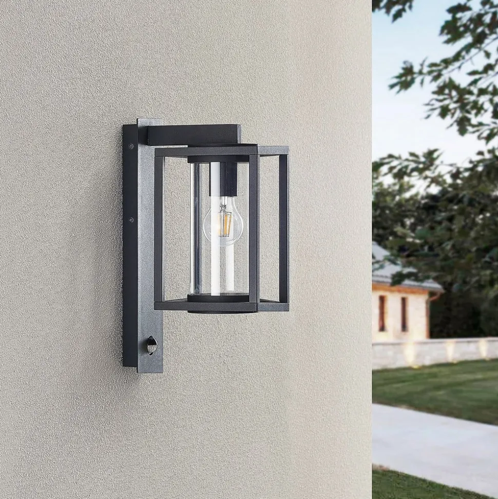 Lucande udendørs væglampe Ferda, sæt med 2, antracit sensor IP44