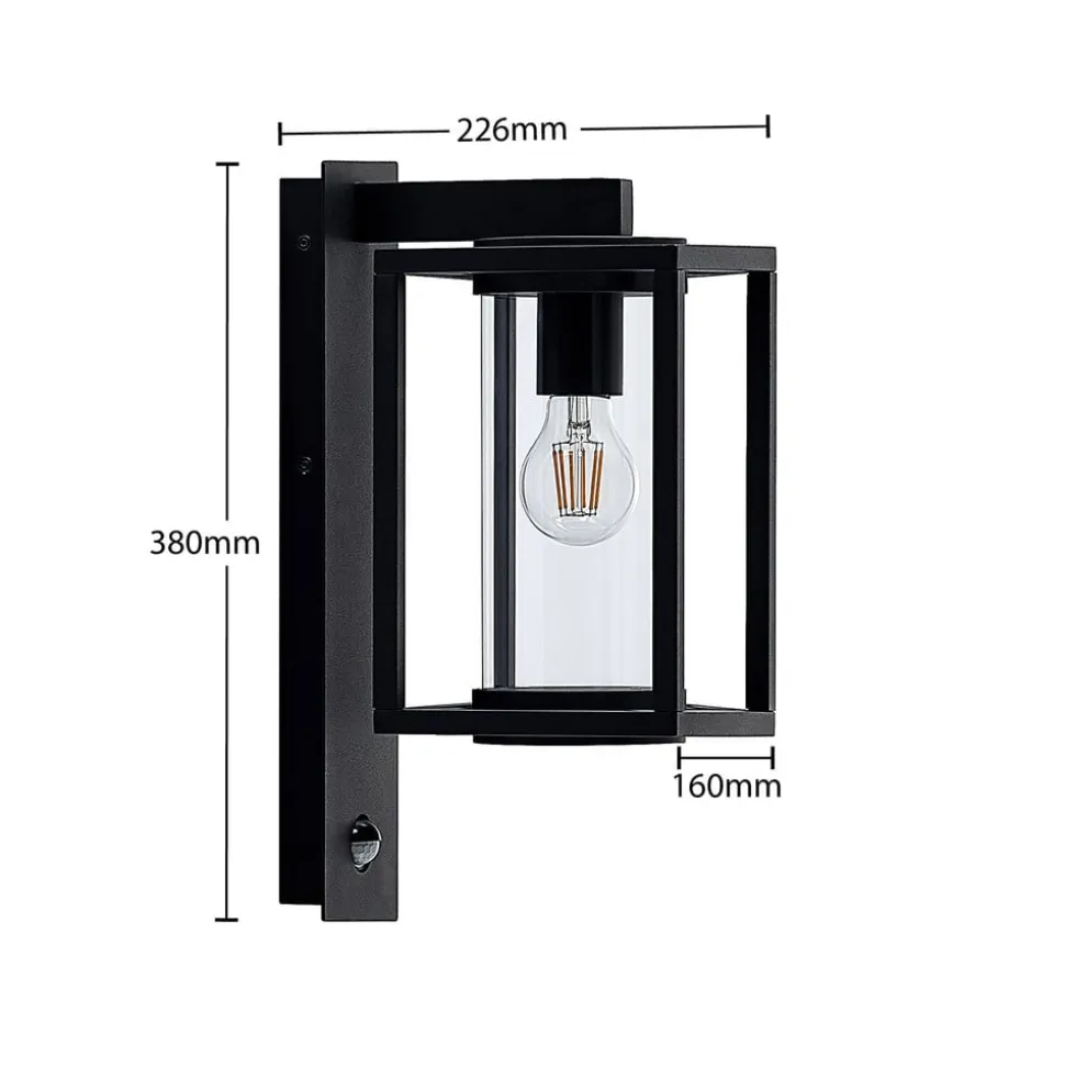 Lucande udendørs væglampe Ferda, sæt med 2, antracit sensor IP44