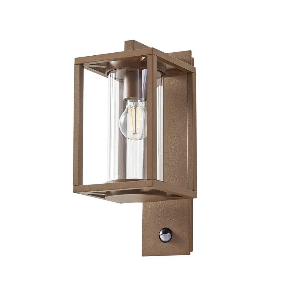 Lucande udendørs væglampe Ferda, sensor, hængende, brun, IP44