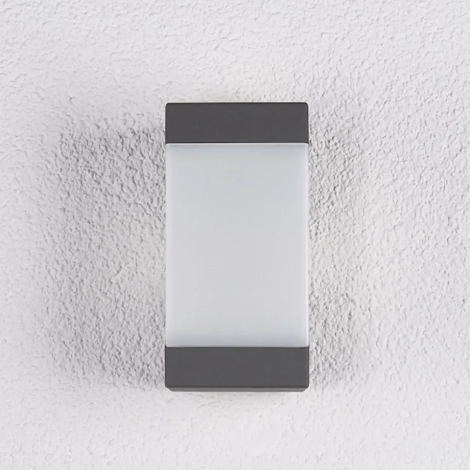 Lucande udendørs væglampe Kiran, grå, metal, IP44, E27