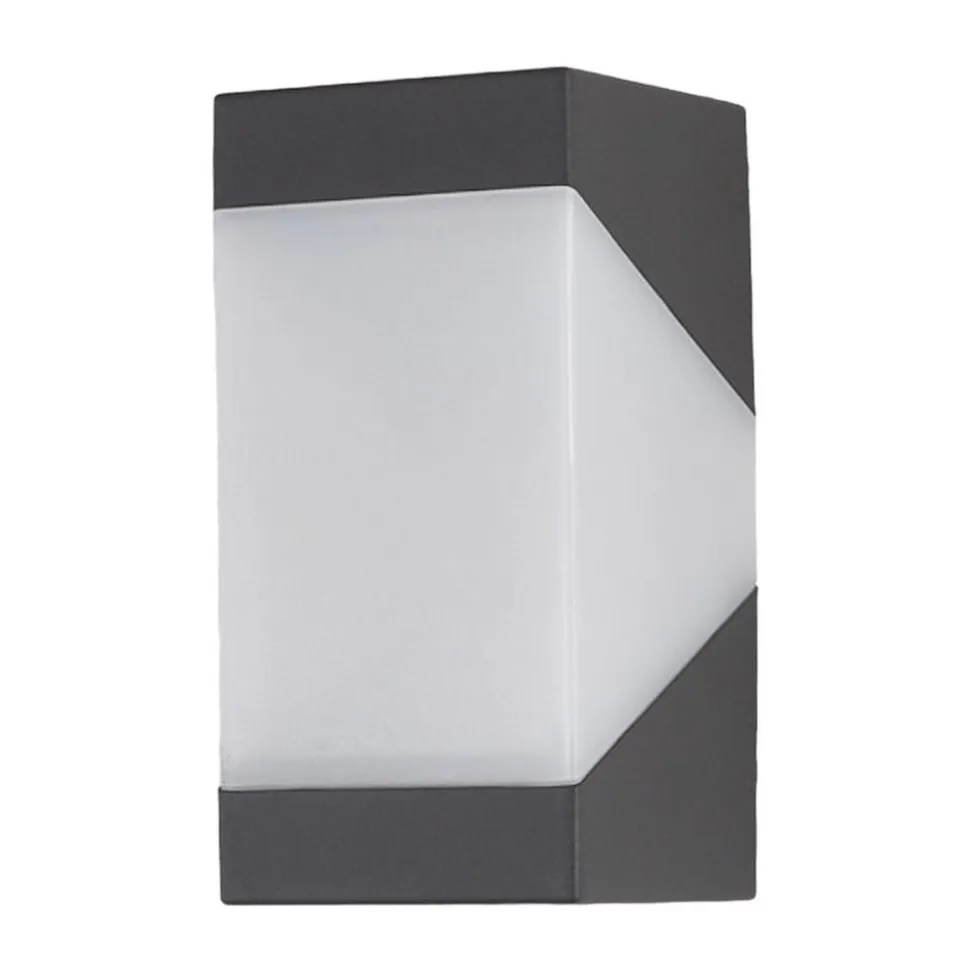 Lucande udendørs væglampe Kiran, grå, metal, IP44, E27