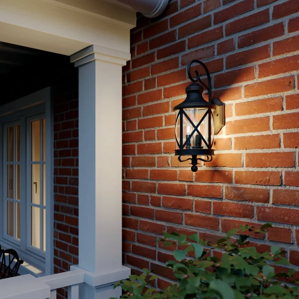 Lucande udendørs væglampe Marcellino, rust, metal, glas