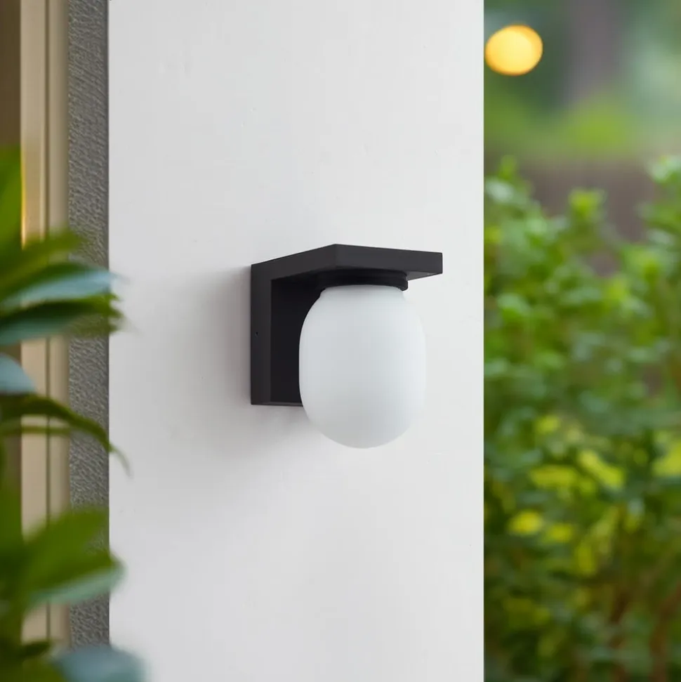 Lucande udendørs væglampe Ovaali, glas, mørkegrå, IP65