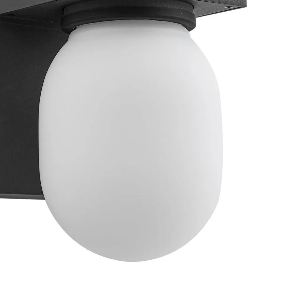 Lucande udendørs væglampe Ovaali, glas, mørkegrå, IP65