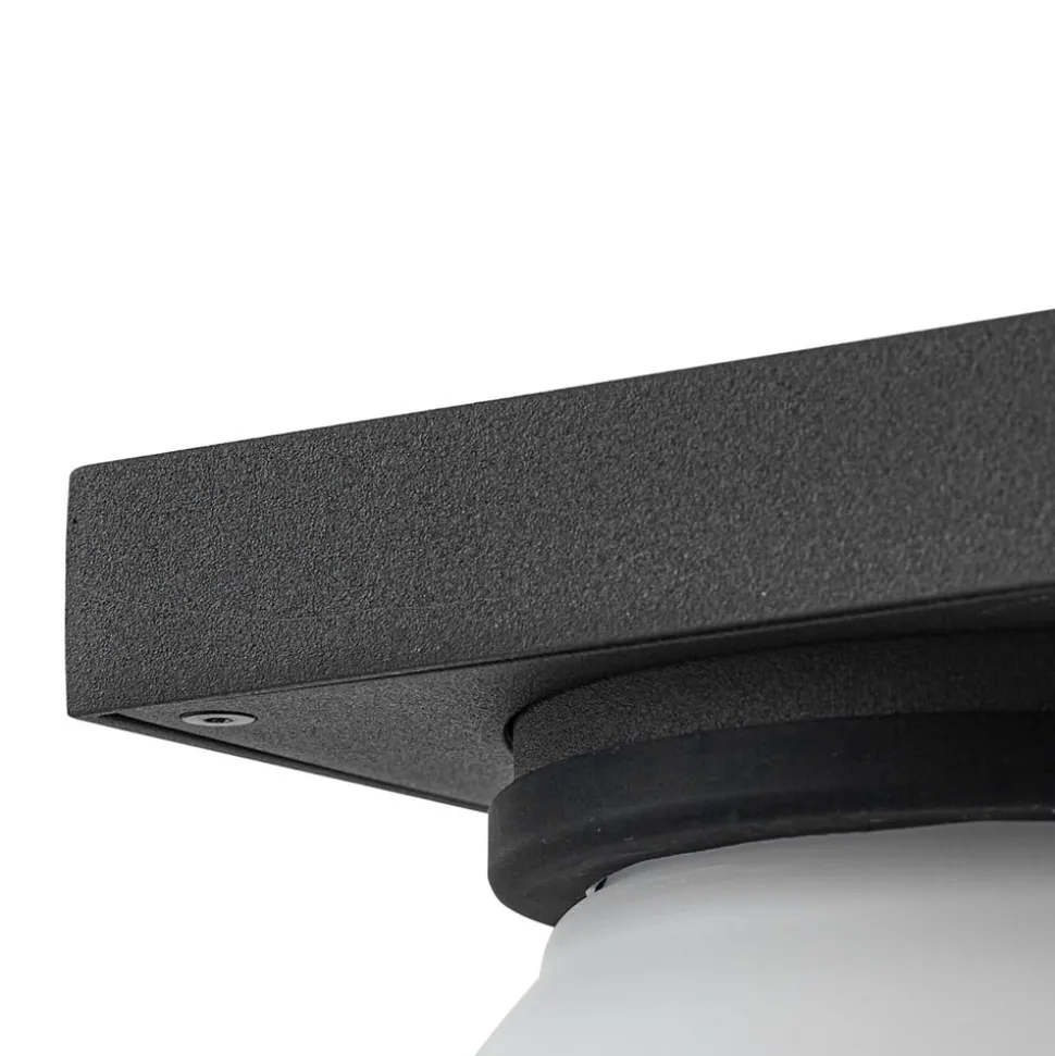 Lucande udendørs væglampe Ovaali, glas, mørkegrå, IP65