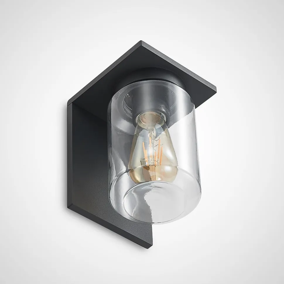 Lucande udendørs væglampe Semka, antracit, aluminium, glas, 20 cm