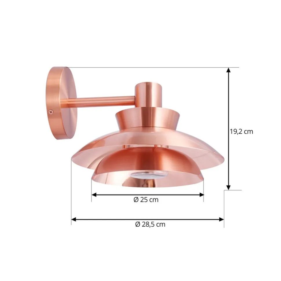 Lucande udendørs væglampe Thais, kobberfarvet, stål
