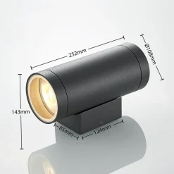 Lucande udendørs væglampe Thomke, 2 lyskilder, antracit, aluminium