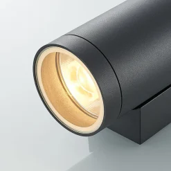 Lucande udendørs væglampe Thomke, 2 lyskilder, antracit, aluminium