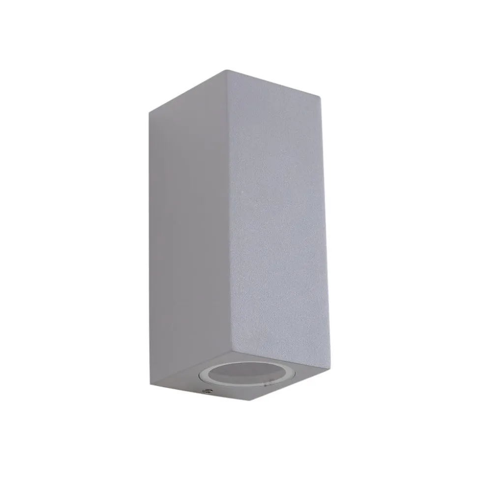 Lucande udendørs væglampe Xava, op/ned, grå, 2 lyskilder, GU10
