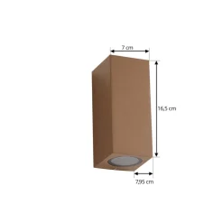 Lucande udendørs væglampe Xava, op/ned, brun, 2 lyskilder, GU10