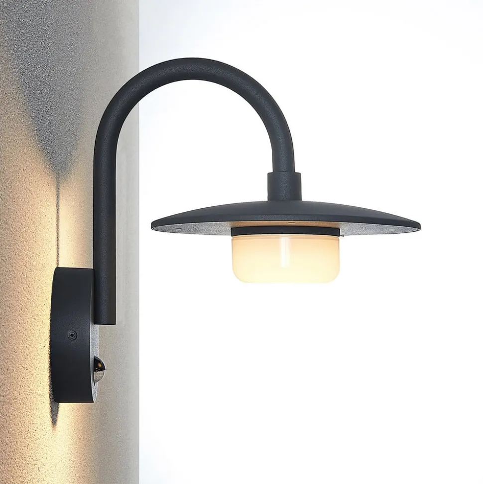 Lucande udendørs væglampe Zamalino, 31 cm, antracit, sensor