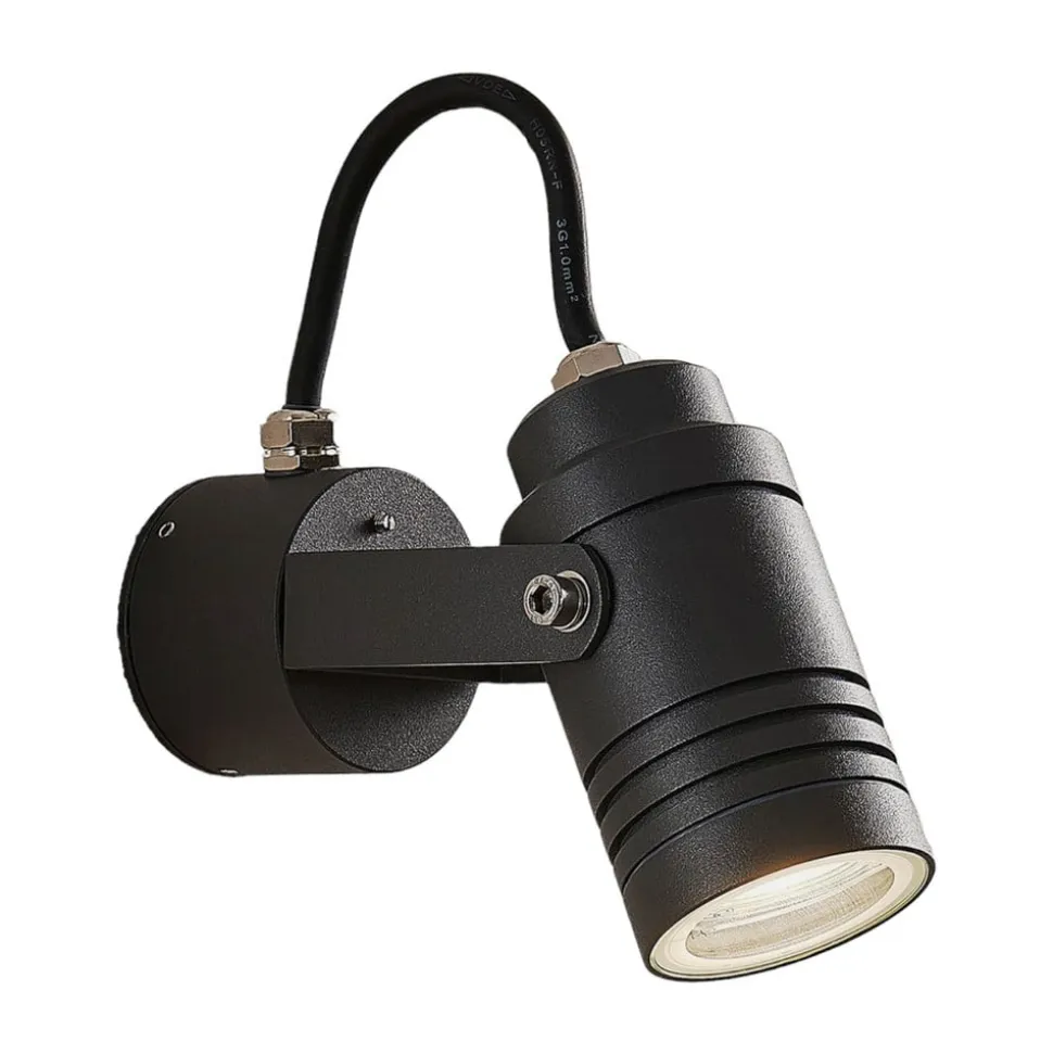 Lucande udendørs vægspot Galina, grå, aluminium, 11,2 cm høj