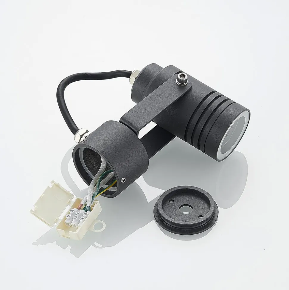 Lucande udendørs vægspot Galina, grå, aluminium, 11,2 cm høj