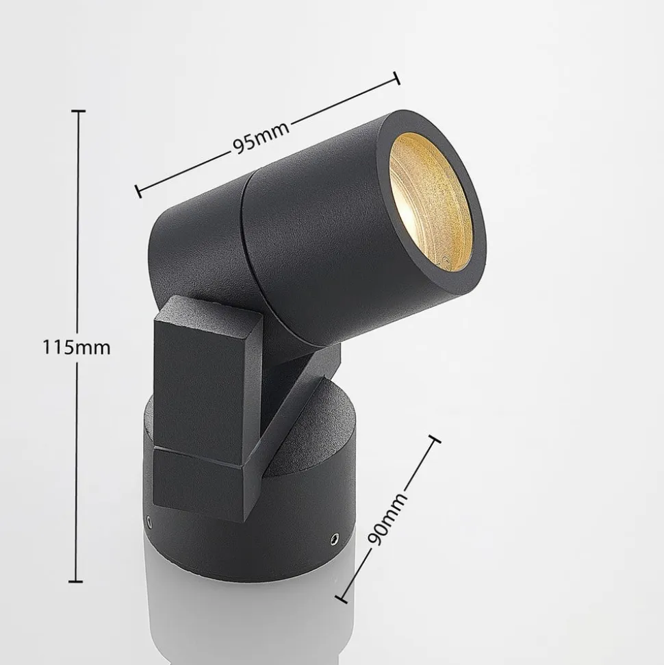 Lucande udendørs vægspot Kavuna, rund, antracit, IP54