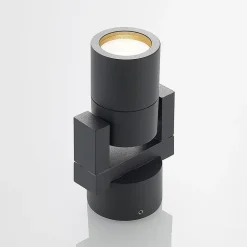 Lucande udendørs vægspot Kavuna, rund, antracit, IP54