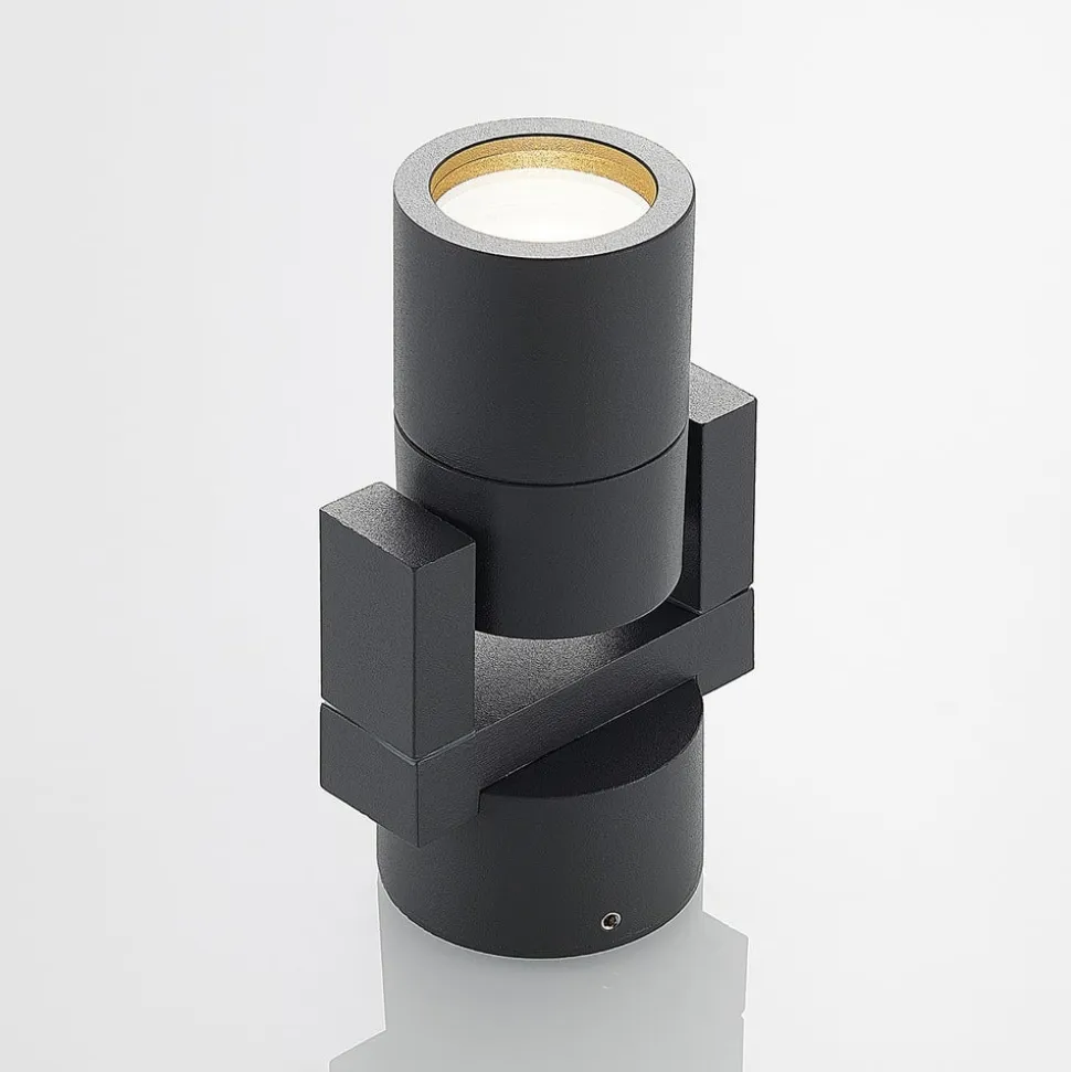 Lucande udendørs vægspot Kavuna, rund, antracit, IP54