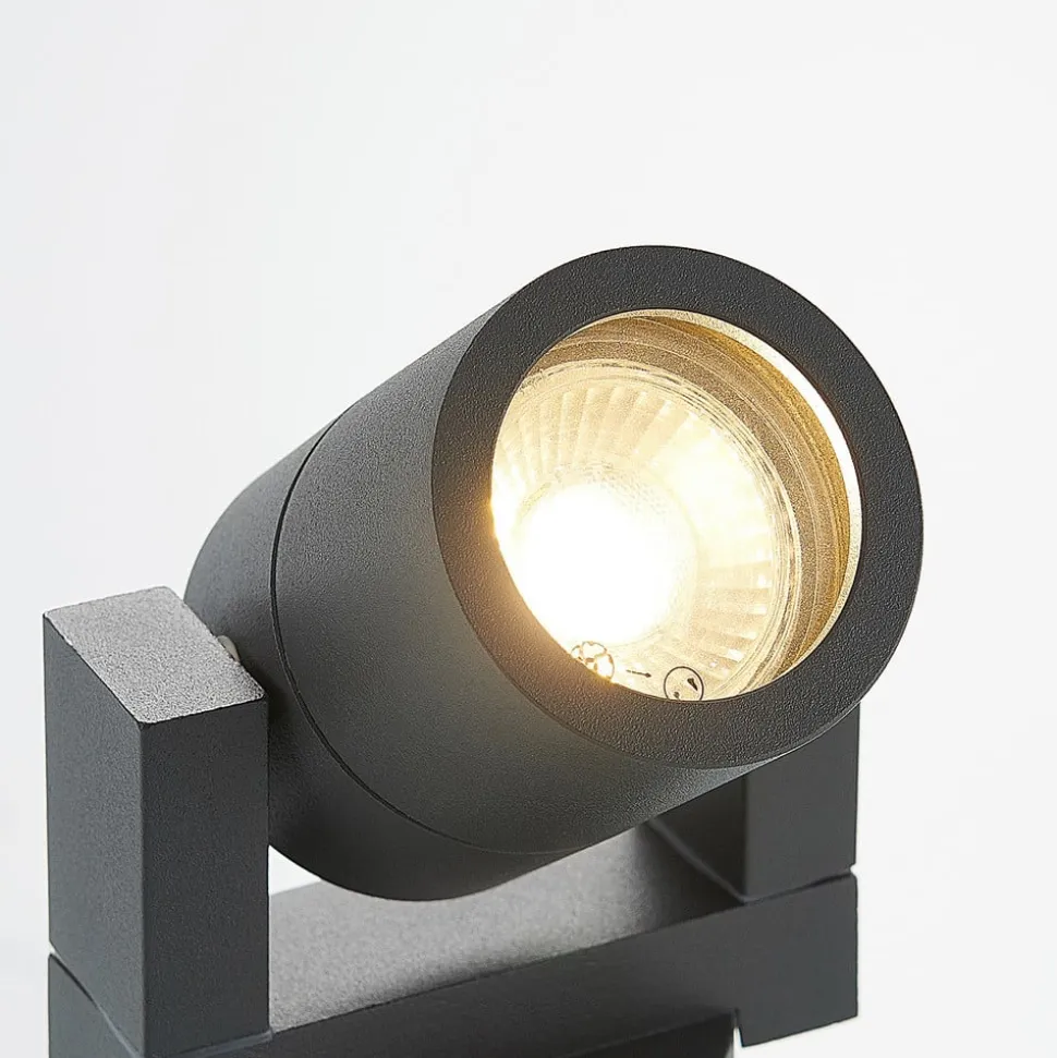 Lucande udendørs vægspot Kavuna, rund, antracit, IP54