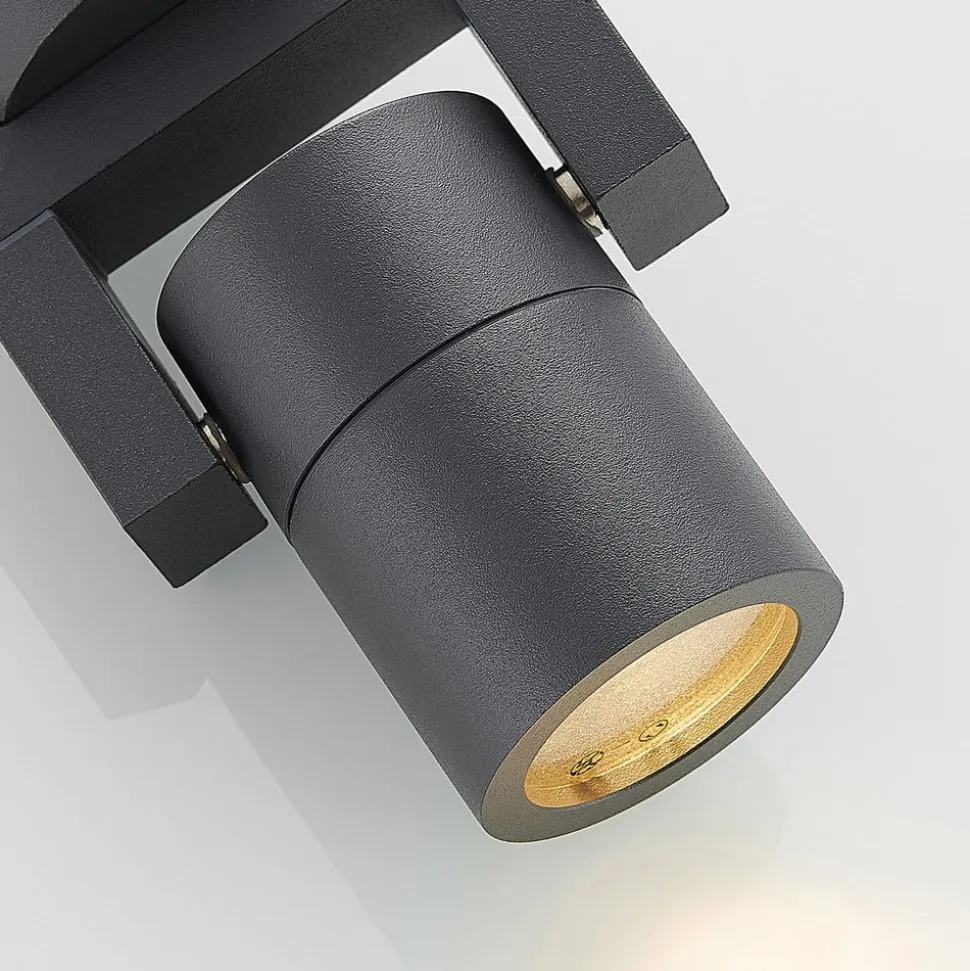 Lucande udendørs vægspot Kavuna, rund, antracit, IP54