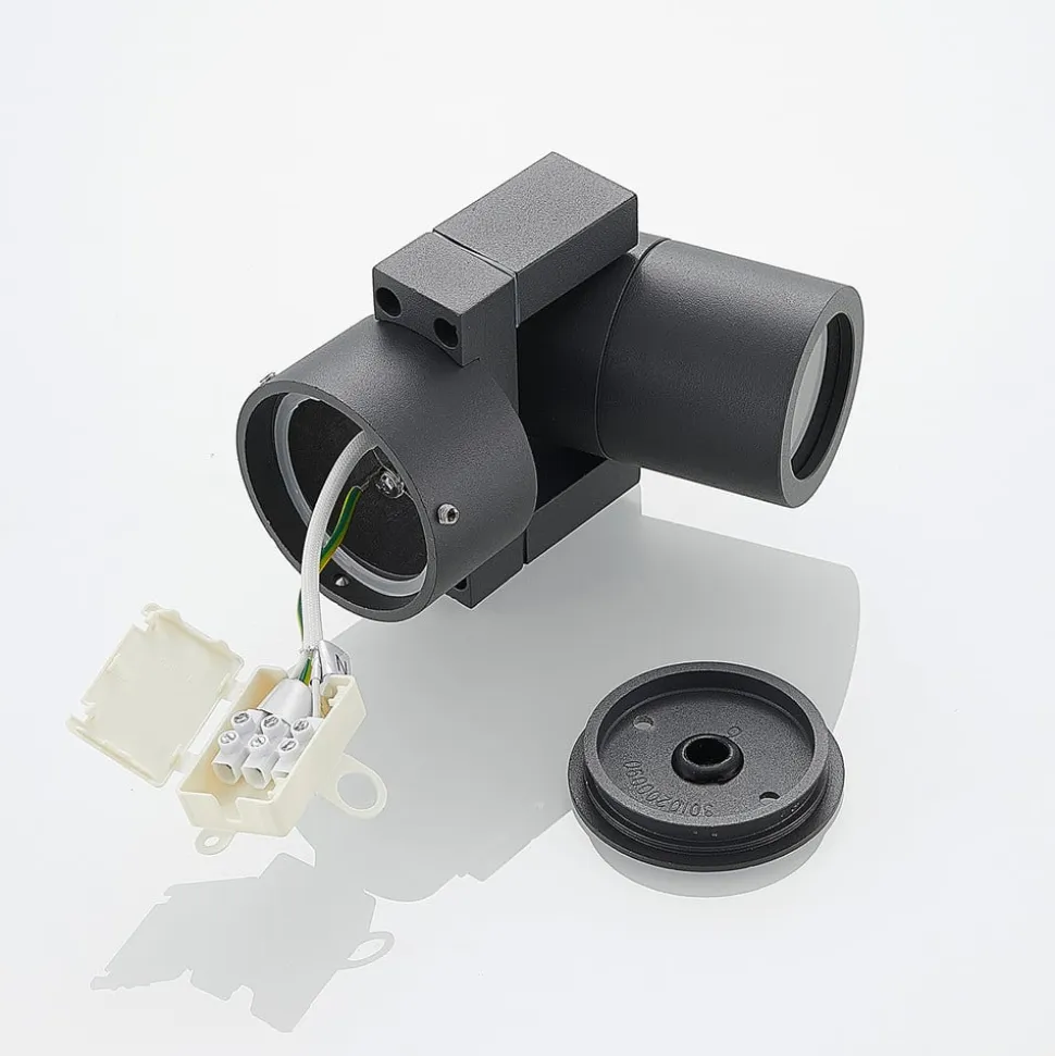 Lucande udendørs vægspot Kavuna, rund, antracit, IP54