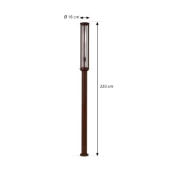 Lucande udendørslampe Alivaro, rustfarvet, 220 cm, E27, IP65